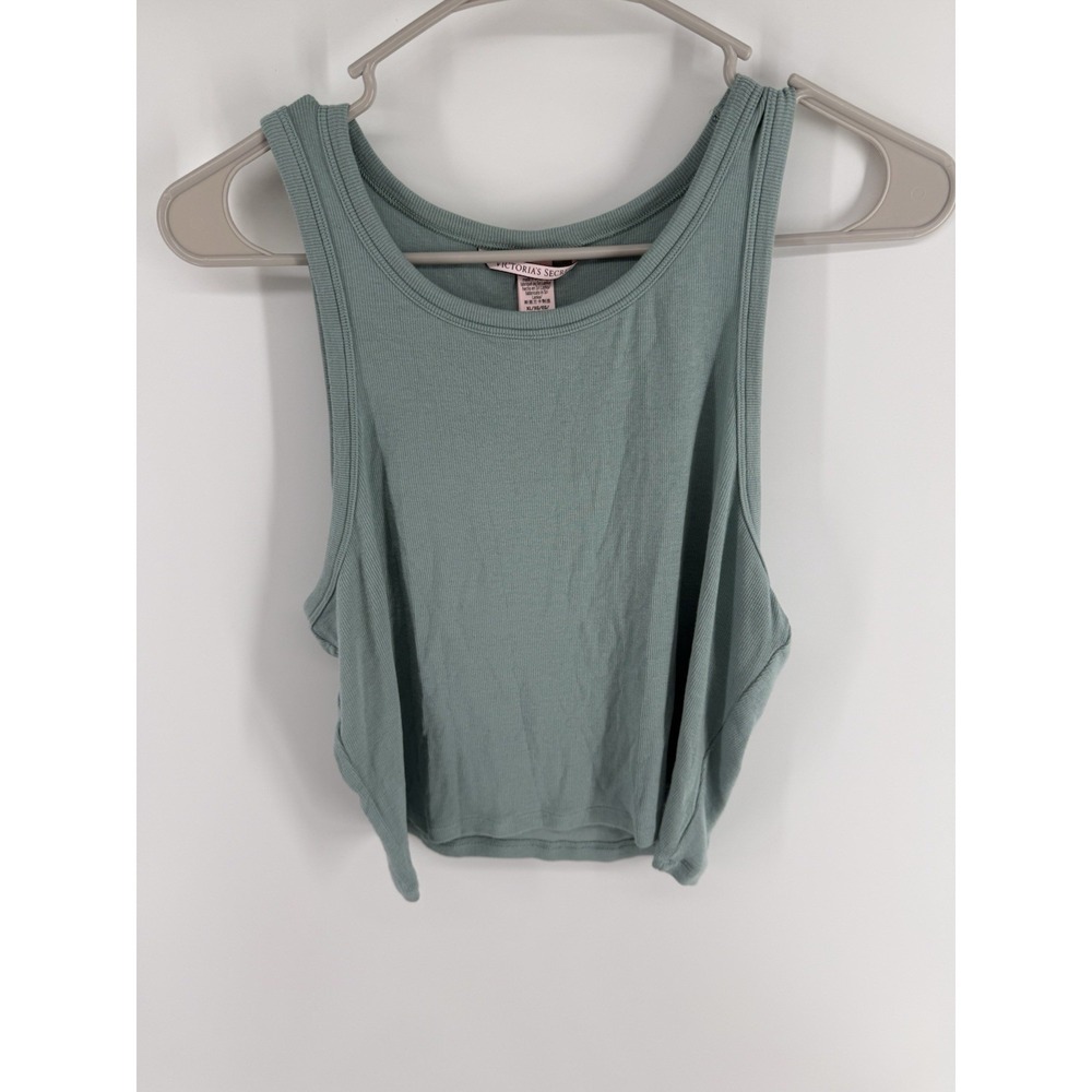 Victoria's Secret XL Crop Ribbed Modal  Sleep/Lounge Tank Top Green Teal